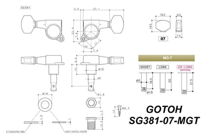 Gotoh SG381-MGT-07-Chrome/Gold L6 Machine Head